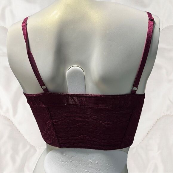 Intimately Free People Bralette S Maroon Stretchy Adjustable Straps‎ Floral - Picture 3 of 7
